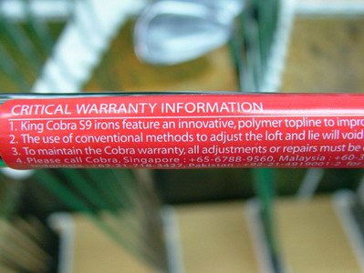 Iron Set Cobra S9 2008 NS.Pro 900 XH
