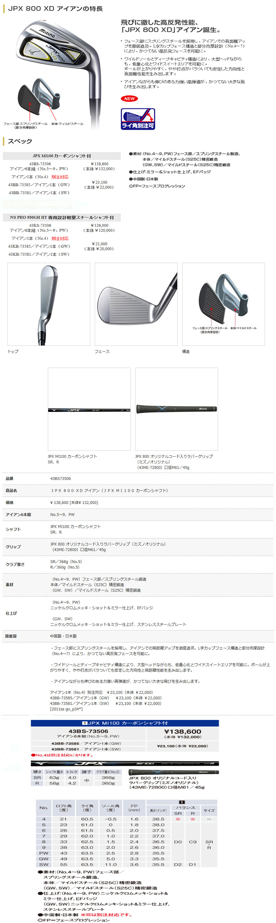 人気商品！】 MIZUNO JPX800 XD FORGED 4～9.P.G.S sushitai.com.mx