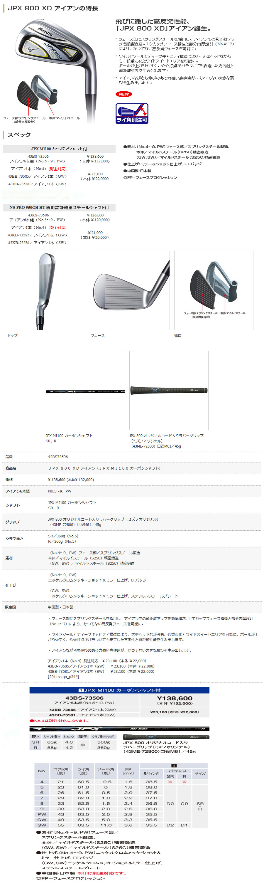 人気商品!】 MIZUNO JPX800 XD FORGED 4~9.P.G.S sushitai.com.mx
